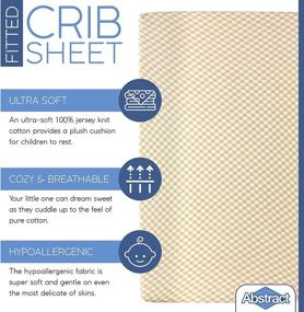 img 3 attached to 🛏️ Abstract Fitted Crib Sheets for Portable Crib – Soft 100% Jersey Cotton – 24” x 38” – Boys and Girls Mini Mattress Cover – Beige Checkered Design