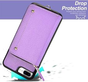 img 1 attached to 📱 LAMEEKU iPhone 8 Plus Wallet Case, iPhone 7 Plus Zipper Leather Case with Card Holder Slots Wrist Strap, Anti-Scratch Shock Absorption Cover for 5.5-inch iPhone 7 Plus/8 Plus - Light Purple