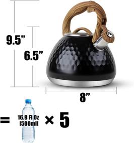 img 3 attached to 🍵 Toptier Tea Kettle – Whistling Teapot with Wood Pattern Handle, Loud Whistle, Food Grade Stainless Steel Tea Pot for Stovetops and Induction, Diamond Design Water Kettle, 2.7-Quart, Black