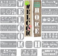meikeer large letter holiday stencil set - 23 pcs, reusable stencils for wood porch decor, painting, signs, wall or home decorations logo