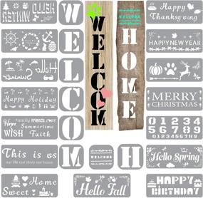 img 4 attached to Meikeer Large Letter Holiday Stencil Set - 23 Pcs, Reusable Stencils for Wood Porch Decor, Painting, Signs, Wall or Home Decorations