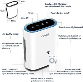 img 1 attached to 🌬️ KOIOS Large Room Air Purifier - True HEPA Filter, Activated Carbon, UV Sanitizer, Ionic Air Cleaner - Detects Air Quality, Auto Mode - Removes Dust, Pet dander, Pollen, Allergens, Smoke, Odor - Ideal for Home & Office