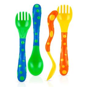 img 1 attached to 🍴 Nuby Spoons and Forks: 4 Count Set with Color Variations for Optimal Feeding Experience