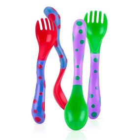 img 2 attached to 🍴 Nuby Spoons and Forks: 4 Count Set with Color Variations for Optimal Feeding Experience