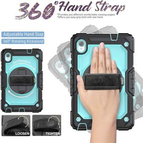 img 1 attached to Lenovo Smart Tab M8 8.0 inch HXCASEAC: Shockproof Full Body Protective Case with Screen Protector, Shoulder Strap, 360 Degree Rotating Hand Strap/Kickstand - Light Blue