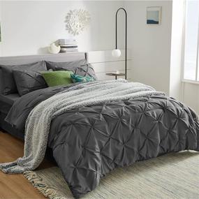 img 2 attached to 🛏️ Bedsure Dark Grey Comforter Set - Premium 8-Piece Pintuck Bed in A Bag Queen, Complete Dark Grey Queen Bed Set with Comforters, Sheets, Pillowcases & Shams