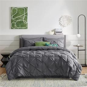 img 3 attached to 🛏️ Bedsure Dark Grey Comforter Set - Premium 8-Piece Pintuck Bed in A Bag Queen, Complete Dark Grey Queen Bed Set with Comforters, Sheets, Pillowcases & Shams