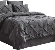 🛏️ bedsure dark grey comforter set - premium 8-piece pintuck bed in a bag queen, complete dark grey queen bed set with comforters, sheets, pillowcases & shams logo