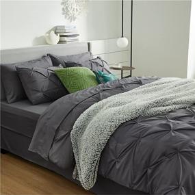 img 1 attached to 🛏️ Bedsure Dark Grey Comforter Set - Premium 8-Piece Pintuck Bed in A Bag Queen, Complete Dark Grey Queen Bed Set with Comforters, Sheets, Pillowcases & Shams