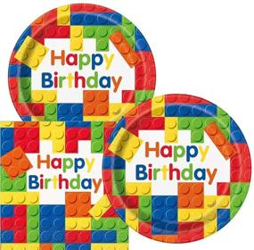 img 3 attached to Vibrant Building Blocks Birthday Party Plates and Napkins (Serves 16)
