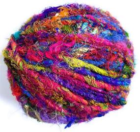 img 1 attached to 🧶 Multicolor Recycled Sari Silk Yarn Ball (100 Grams) for Knitting, Crochet, Weaving - Enhanced SEO