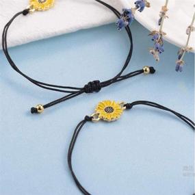 img 1 attached to Friendship Bracelet Sunflower Bracelets Adjustable