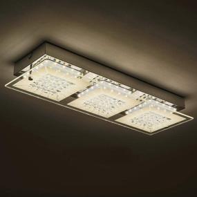 img 4 attached to 💡 18 Inch LED Crystal Chandelier Flush Mount Ceiling Light Fixture - Modern Dimmable Glass Indoor Lamp, 4000K Daylight White, 1980LM - Ideal for Kitchen Island, Porch, Corridor, Cloakroom