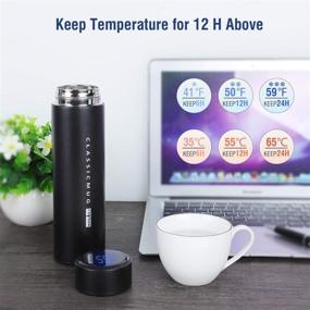 img 2 attached to Smart Vacuum Flask Stainless Steel Water Bottle 15oz: LCD Touch Screen, Double Wall Insulated, Sweatproof Sport Design - Coffee Thermal Carafe with Temperature Display