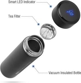 img 3 attached to Smart Vacuum Flask Stainless Steel Water Bottle 15oz: LCD Touch Screen, Double Wall Insulated, Sweatproof Sport Design - Coffee Thermal Carafe with Temperature Display