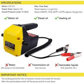 img 1 attached to 🔅 Jacobable 12V 80W Marine Oil Change Pump Extractor - Portable Electric Oil Pump for Car, Ship, Truck, Motorcycle - Ideal Choice for Efficient Oil Changes (Yellow)