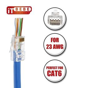 img 1 attached to ITBEBE 100 Pieces Gold Plated RJ45 Cat6 Cat6a Pass Through Connector: 23 AWG Cable Gold Plated RJ45 Connectors