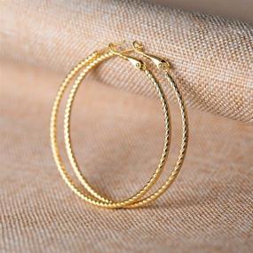 img 1 attached to Kainier 14K Gold Plated Lightweight Big Hoop 💫 Earrings with 925 Sterling Silver Post for Women and Girls