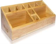 versatile bamboo desk organizer caddy - home office accessory tray, school art supply & brush holder, pen pencil storage - kitchen & bathroom countertop organizer by splashsoup логотип