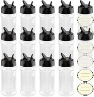 🌶️ premium 3 oz clear plastic spice jar set with shaker lids, labels, and 14-pack containers - ideal seasoning bottles for herbs, powders, and spices логотип