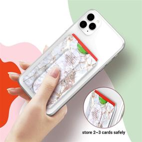 img 1 attached to 📱 ULAK Phone Card Holder with Strap for Back of Phone, Adhesive Wallet Stand for Smartphones (iPhone/Android/Samsung Galaxy) iPhone 11/ XR/Max, Note 20, Cracked Marble Design