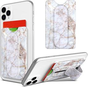 img 4 attached to 📱 ULAK Phone Card Holder with Strap for Back of Phone, Adhesive Wallet Stand for Smartphones (iPhone/Android/Samsung Galaxy) iPhone 11/ XR/Max, Note 20, Cracked Marble Design