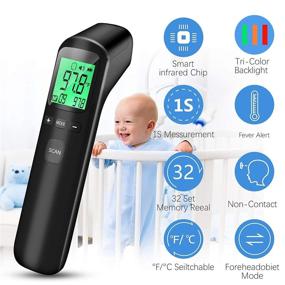 img 1 attached to 🌡️ Touchless Digital Forehead Thermometer: Accurate 1-Second Body Temperature Measurement with Fever Alarm LED Display for Adults, Babies, and Kids