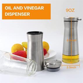 img 3 attached to Aelga Olive Oil and Vinegar Dispenser Set - 2 Pack Elegant Stainless Steel Oil Bottles with Drip-Free Design