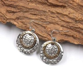 img 1 attached to 🌸 D.Rosse Handmade Ethnic Boho Retro Gold Matte Small Round Circle Dangle Drop Earrings Vintage Silver Hoop Hook Earrings for Women Girls Statement Jewelry: Exquisite Vintage-inspired Accessories for Ladies!