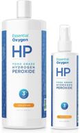 🍃 essential oxygen food grade hydrogen peroxide, 8 fl oz & 32 fl oz, natural cleaner, 3% concentration, 1x 8 fl oz spray & 1x 32 fl oz refill bottle, pack of 2 hp logo