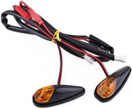 🚦 universal motorcycle led turn signal indicator light - front rear blinker lamp, flush mount, amber light - 2pcs/pair, black shell, 12v logo