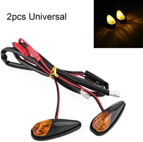 img 2 attached to 🚦 Universal Motorcycle LED Turn Signal Indicator Light - Front Rear Blinker Lamp, Flush Mount, Amber Light - 2pcs/pair, Black Shell, 12V