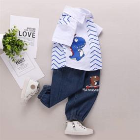 img 3 attached to 👕 Boys' Clothing Sets: Toddler Printed T-Shirt Clothes for Stylish Outfits