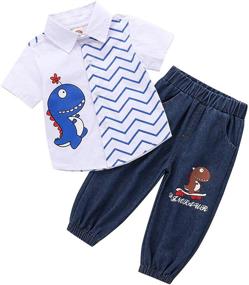 img 4 attached to 👕 Boys' Clothing Sets: Toddler Printed T-Shirt Clothes for Stylish Outfits