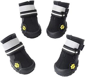 img 1 attached to 🐾 ASMPET Dog Boots: Waterproof, Rugged Anti-Slip Sole Shoes for Large Dogs - Paw Protectors with Reflective Straps | Hot Pavement Outdoor Rain Boots (4Pcs)