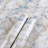 mullsan 24''x118'' sea sand blue stone marble-effect peel and stick 🌊 wallpaper, granite pattern, ideal for countertops, cabinets, furniture renovation, thick waterproof pvc material logo