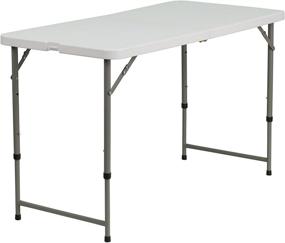 img 3 attached to 🪑 Versatile and Convenient: Flash Furniture 4-Ft Height Adjustable Bi-Fold Granite White Plastic Folding Table