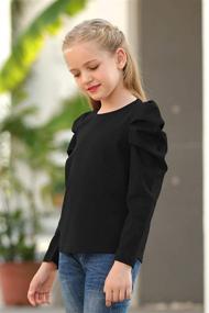 img 2 attached to Gorlya Puff Sleeve Girls' T-Shirt: Stylish Keyhole Back Blouse Tops for Ages 4-14