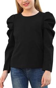 img 4 attached to Gorlya Puff Sleeve Girls' T-Shirt: Stylish Keyhole Back Blouse Tops for Ages 4-14