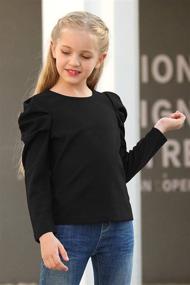 img 1 attached to Gorlya Puff Sleeve Girls' T-Shirt: Stylish Keyhole Back Blouse Tops for Ages 4-14