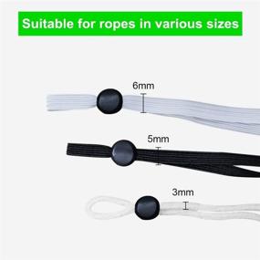 img 3 attached to 🧵 100 Pcs Flat Black Cord Locks Non Slip Stopper Silicone Toggles Buckles for Adjustable Elastic Bands