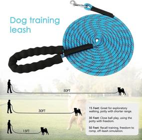 img 3 attached to 🐾 50 FT Heavy Duty Dog Training Leash - Rypet Long Leash for Large, Medium, and Small Dogs - Climbing Rope Check Cord with Padded Handle for Training, Playing, and Camping