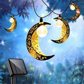 img 4 attached to 🌙 Solar Powered Fairy Lights Outdoor, Star Moon Sun Design, 13Ft 153In LED Decorative String Lights, Ideal for Garden, Patio, Yard, Trees, Christmas, Wedding, Party - Warm White (Moon String Lights)