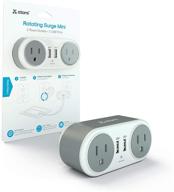 💡 atomi rotating mini surge protector with 2 usb charging ports - white logo