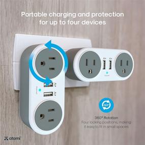 img 2 attached to 💡 Atomi Rotating Mini Surge Protector with 2 USB Charging Ports - White