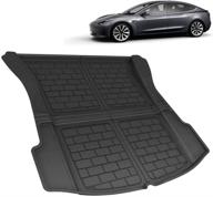 basenor tesla model 3 rear trunk mat - 3d cargo liner for 2017-2021 logo