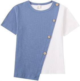 img 4 attached to Comfy and Stylish: WELAKEN Ribbed Cotton Short Sleeve T Shirts for Girls - Durable Clothing Collection