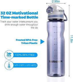 img 1 attached to 🥤 Imrider Sports 32oz Water Bottle | BPA Free TRITAN | Flip Top Lid | Large Spout | Fit in Holders | Gym & Outdoor Sports