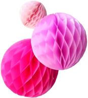 🎉 vibrant pink paper honeycomb ball party decor set - daily mall 15pcs 3 inch 6 inch 8 inch pom poms for wedding, birthday, nursery & craft decorations logo