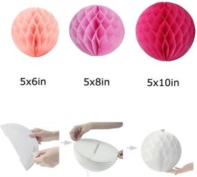 img 3 attached to 🎉 Vibrant Pink Paper Honeycomb Ball Party Decor Set - Daily Mall 15Pcs 3 inch 6 inch 8 inch Pom Poms for Wedding, Birthday, Nursery & Craft Decorations